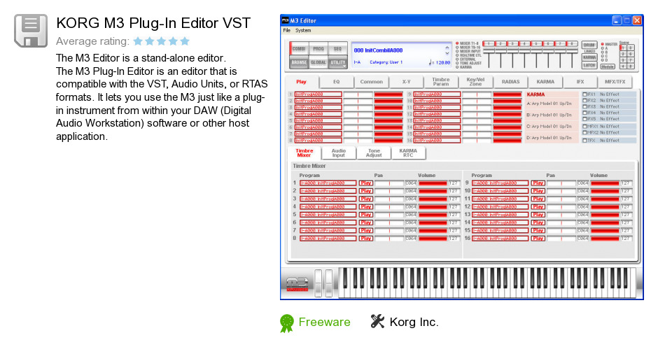 KORG M3 Plug-In Editor VST