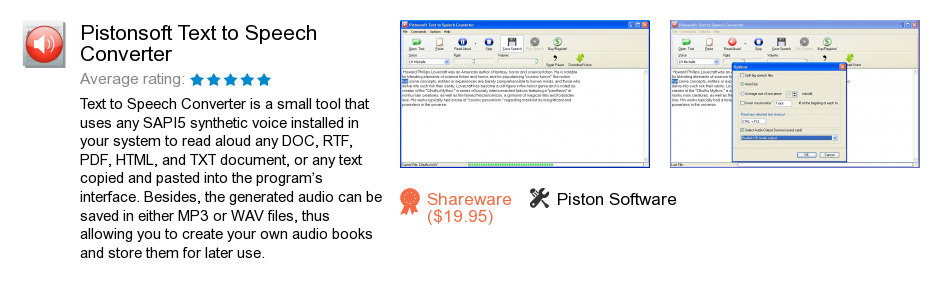 Pistonsoft Text to Speech Converter