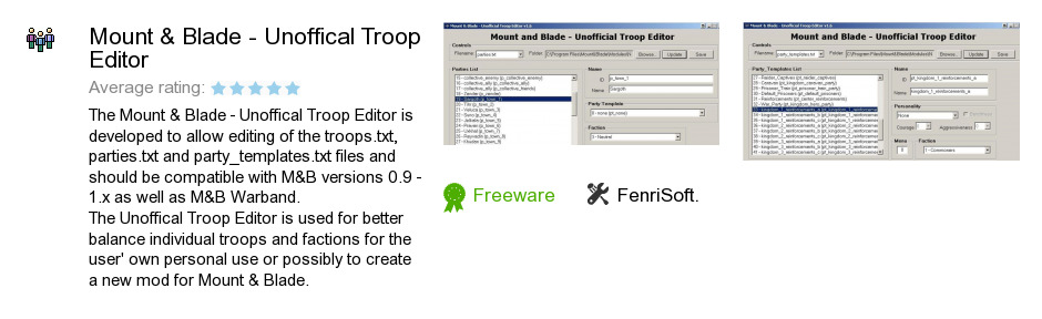 Mount & Blade - Unoffical Troop Editor