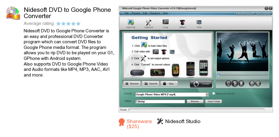 Nidesoft DVD to Google Phone Converter