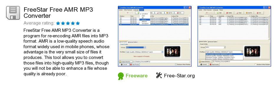 FreeStar Free AMR MP3 Converter