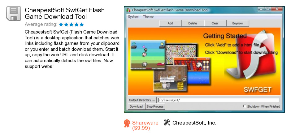 CheapestSoft SwfGet:Flash Game Download Tool