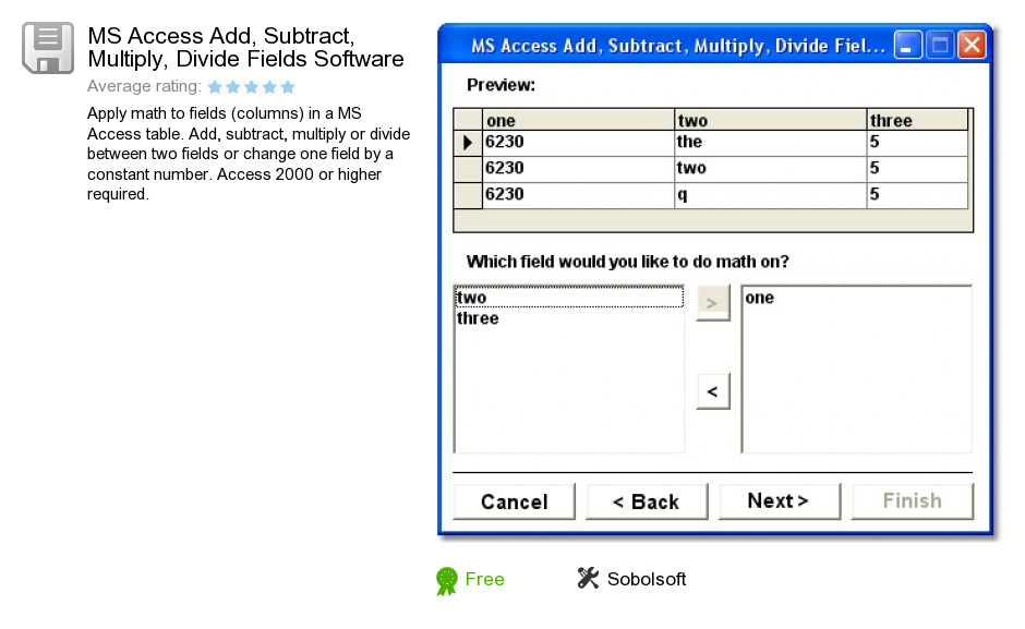 MS Access Add, Subtract, Multiply, Divide Fields Software