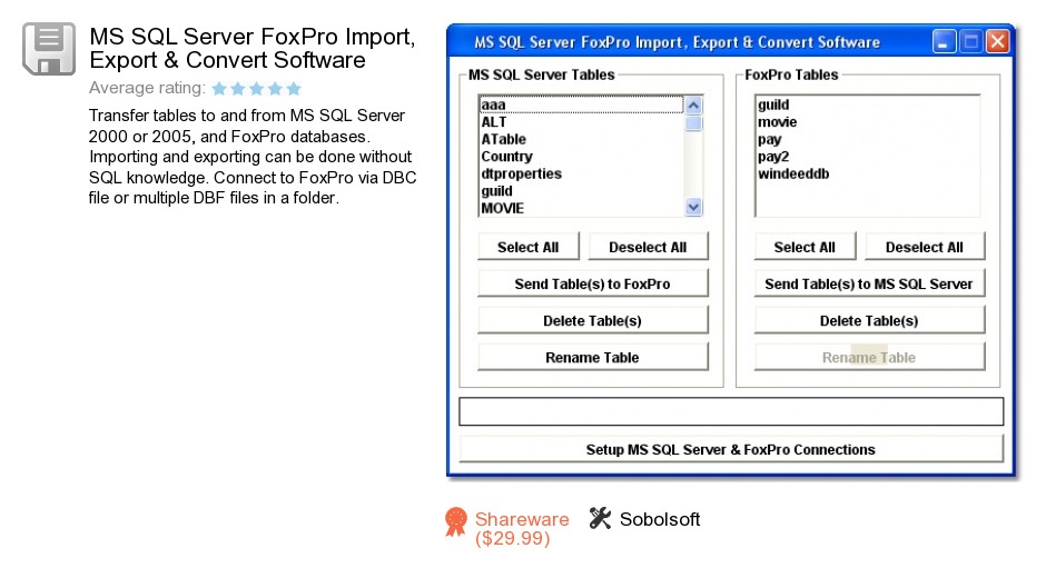 MS SQL Server FoxPro Import, Export & Convert Software