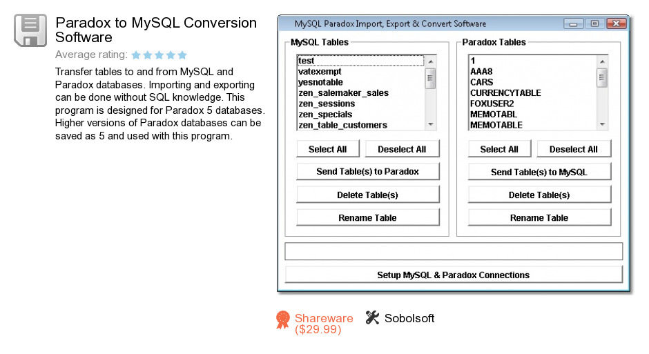 Paradox to MySQL Conversion Software