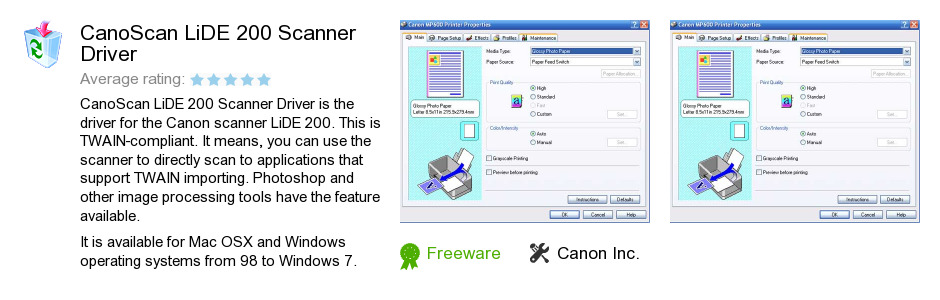 CanoScan LiDE 200 Scanner Driver