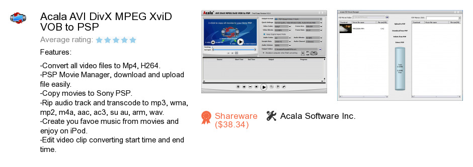 Acala AVI DivX MPEG XviD VOB to PSP