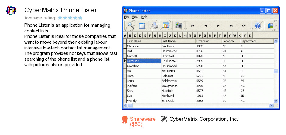CyberMatrix Phone Lister