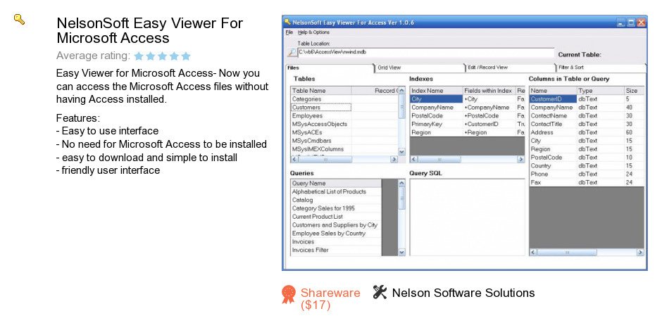 NelsonSoft Easy Viewer For Microsoft Access