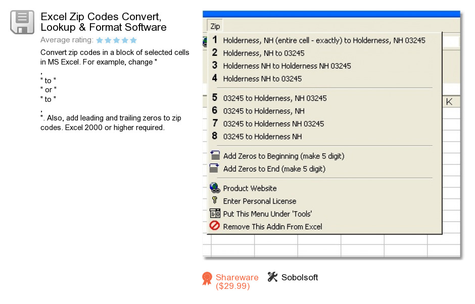 Excel Zip Codes Convert, Lookup & Format Software