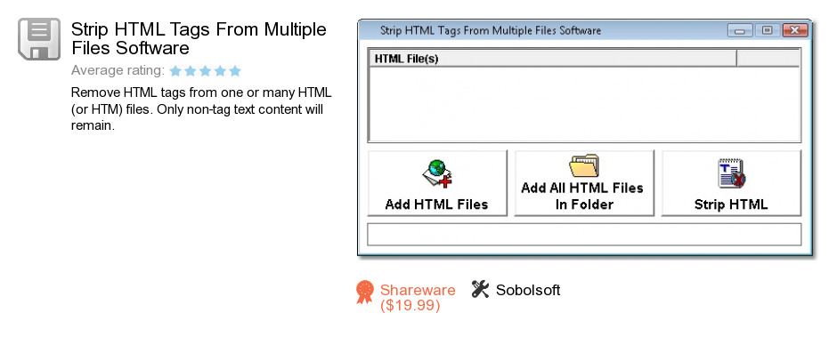 Strip HTML Tags From Multiple Files Software