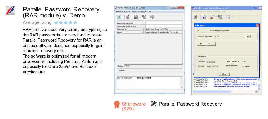 Parallel Password Recovery (RAR module) v. Demo