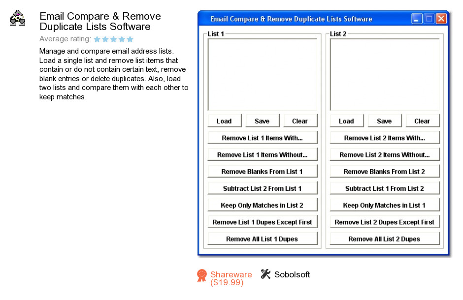 Email Compare & Remove Duplicate Lists Software