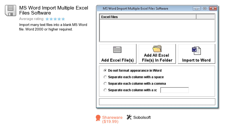 MS Word Import Multiple Excel Files Software