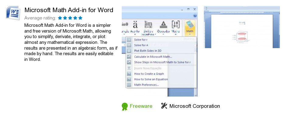 Microsoft Math Add-in for Word