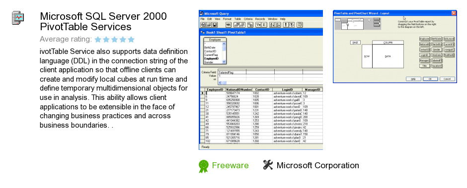 Microsoft SQL Server 2000 PivotTable Services