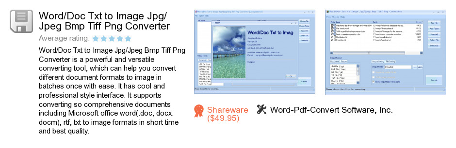 Word/Doc Txt to Image Jpg/Jpeg Bmp Tiff Png Converter