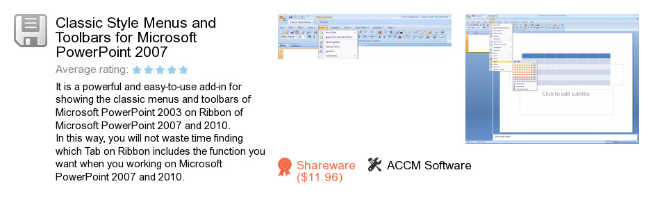 Classic Style Menus and Toolbars for Microsoft PowerPoint 2007