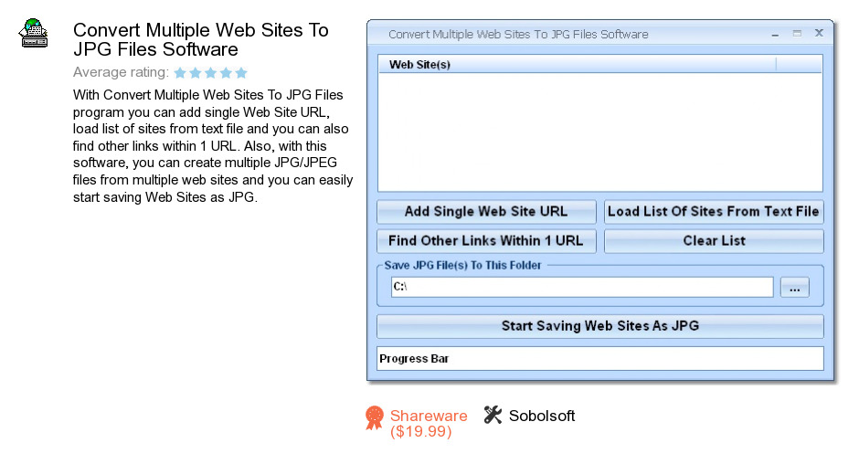 Convert Multiple Web Sites To JPG Files Software
