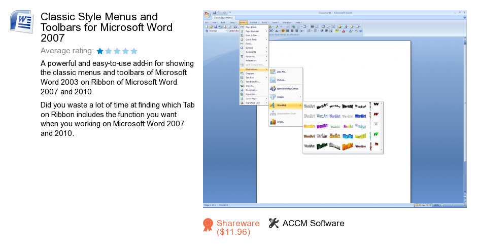 Classic Style Menus and Toolbars for Microsoft Word 2007