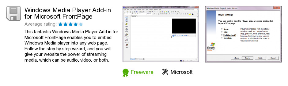 Windows Media Player Add-in for Microsoft FrontPage