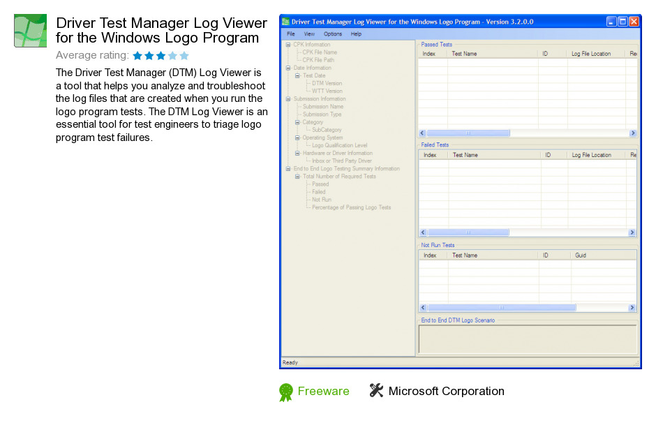 Driver Test Manager Log Viewer for the Windows Logo Program