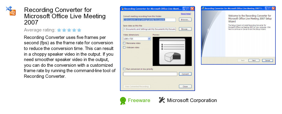 Recording Converter for Microsoft Office Live Meeting 2007