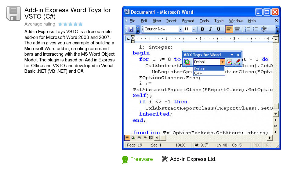 Add-in Express Word Toys for VSTO (C#)