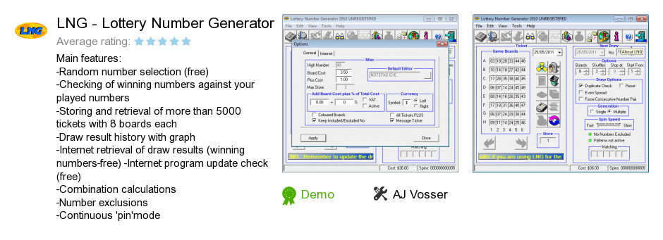 LNG - Lottery Number Generator