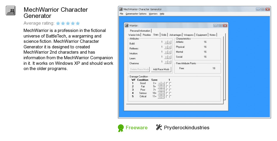 MechWarrior Character Generator