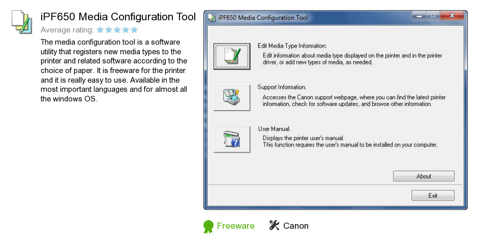 IPF650 Media Configuration Tool