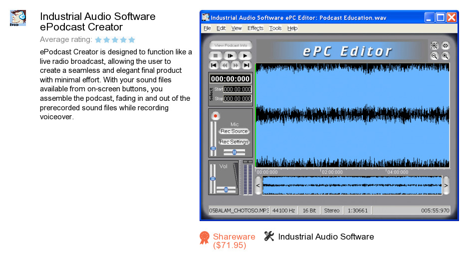 Industrial Audio Software ePodcast Creator