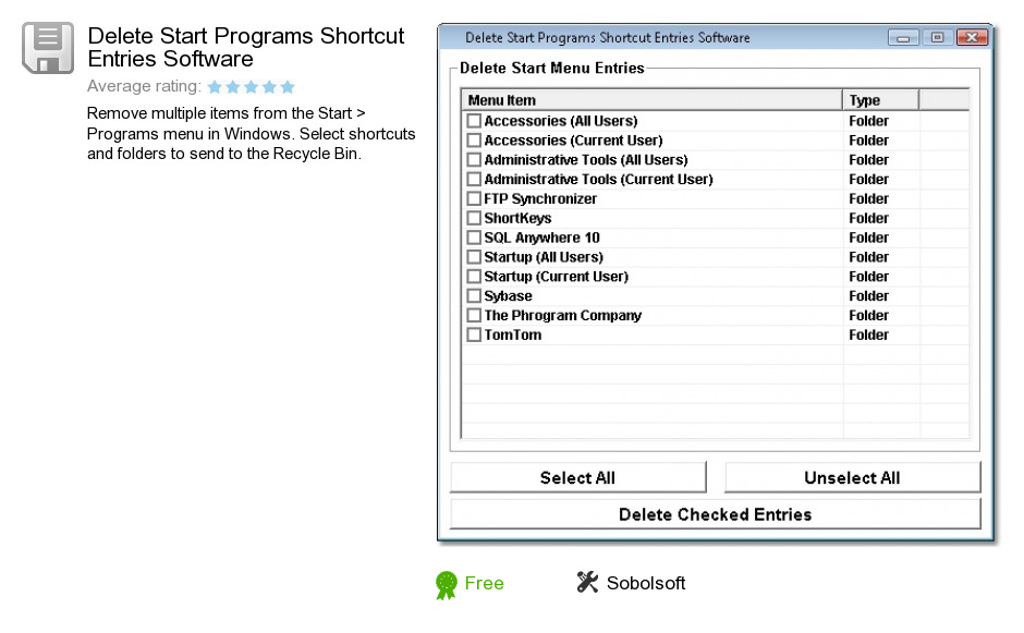 Delete Start Programs Shortcut Entries Software