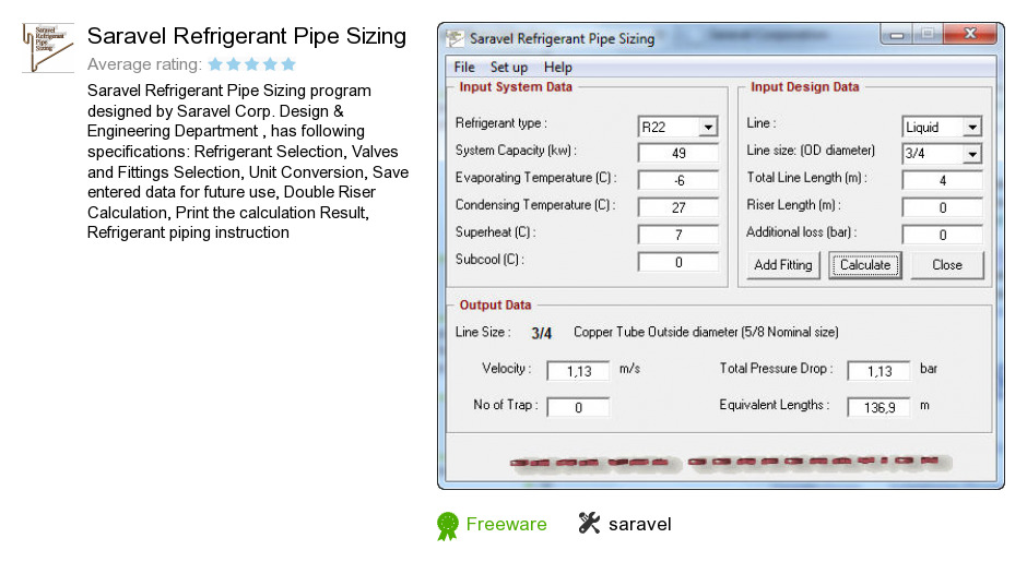 Saravel Refrigerant Pipe Sizing
