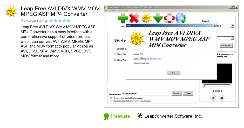 Leap Free AVI DIVX WMV MOV MPEG ASF MP4 Converter