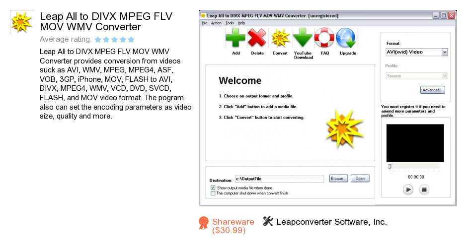 Leap All to DIVX MPEG FLV MOV WMV Converter