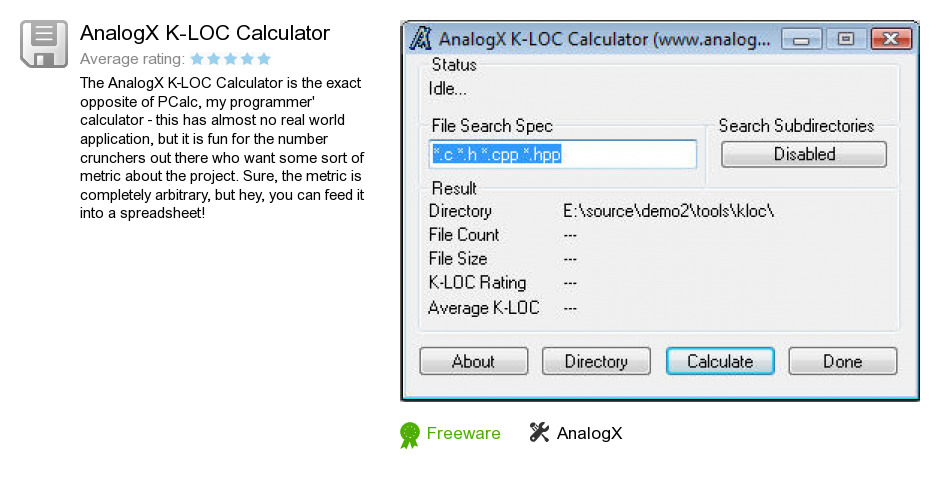 AnalogX K-LOC Calculator