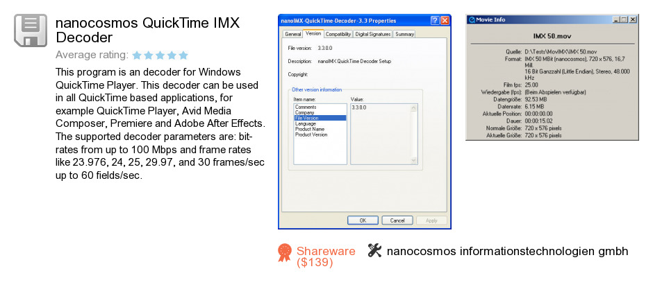 Nanocosmos QuickTime IMX Decoder