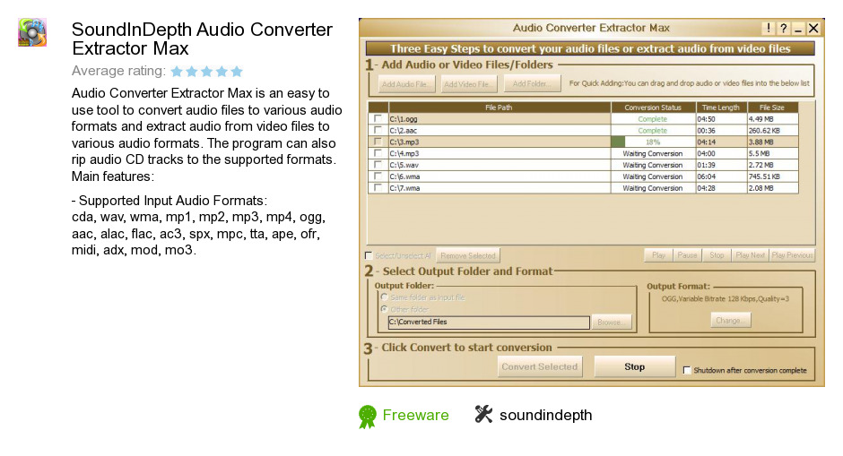 SoundInDepth Audio Converter Extractor Max