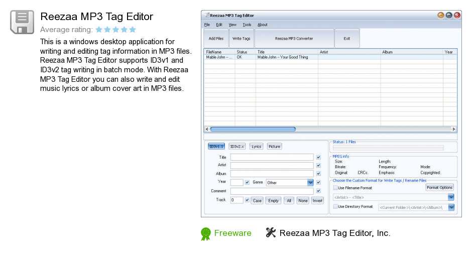 Reezaa MP3 Tag Editor