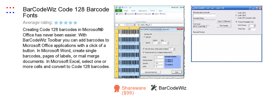 BarCodeWiz Code 128 Barcode Fonts