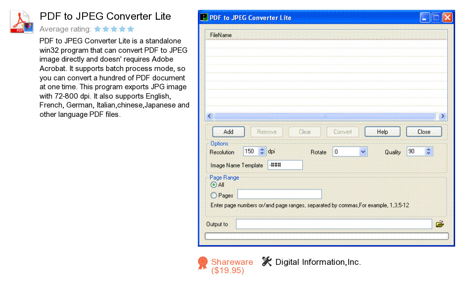 PDF to JPEG Converter Lite
