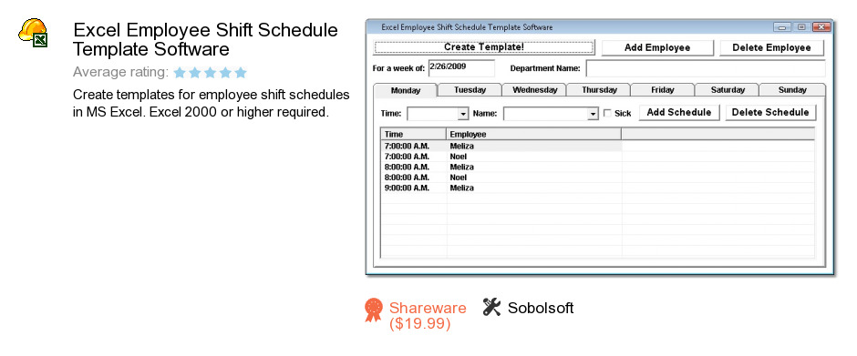 Excel Employee Shift Schedule Template Software