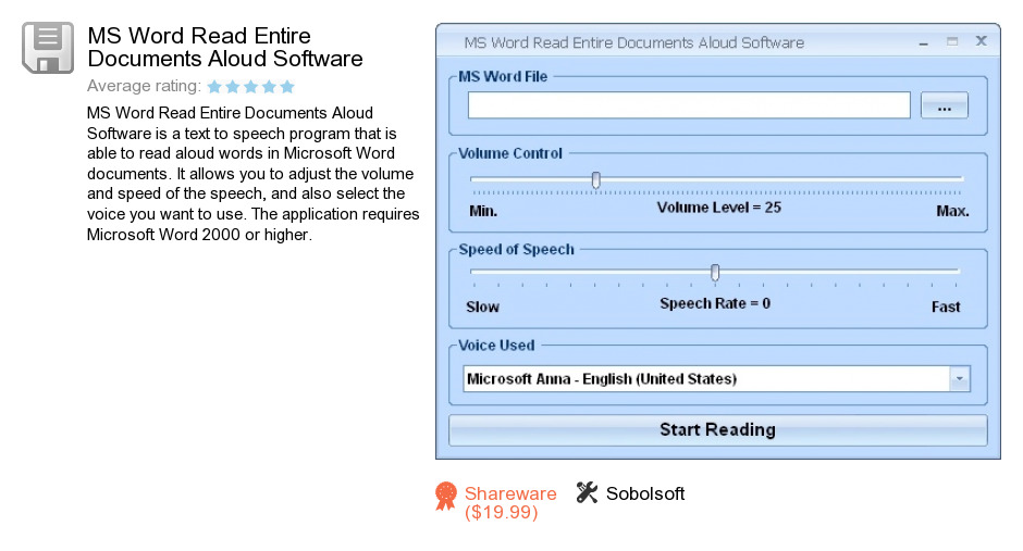 MS Word Read Entire Documents Aloud Software