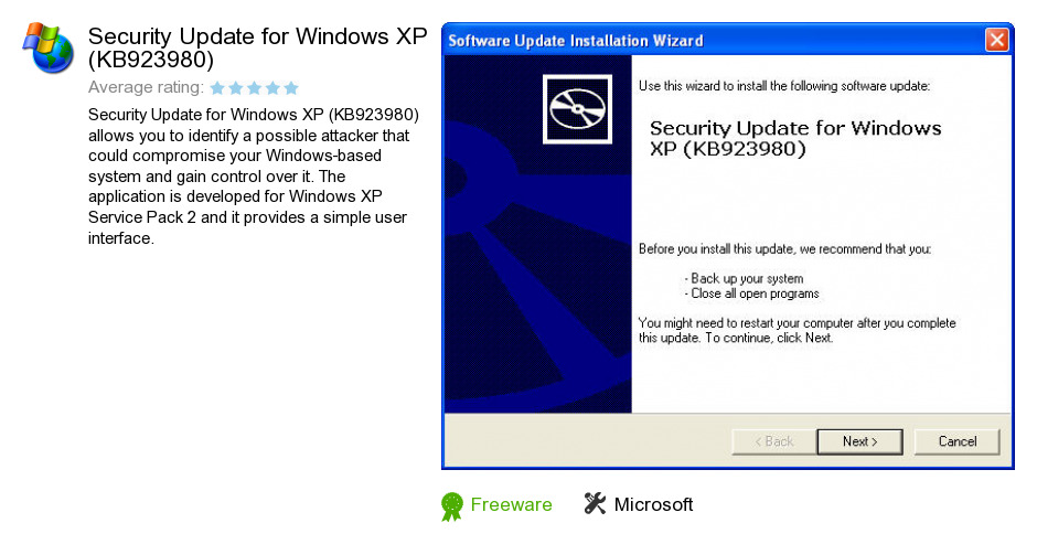 Security Update for Windows XP (KB923980)