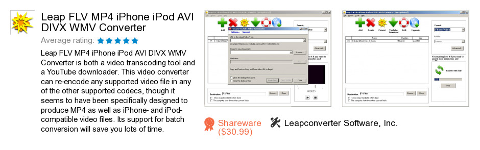 Leap FLV MP4 iPhone iPod AVI DIVX WMV Converter