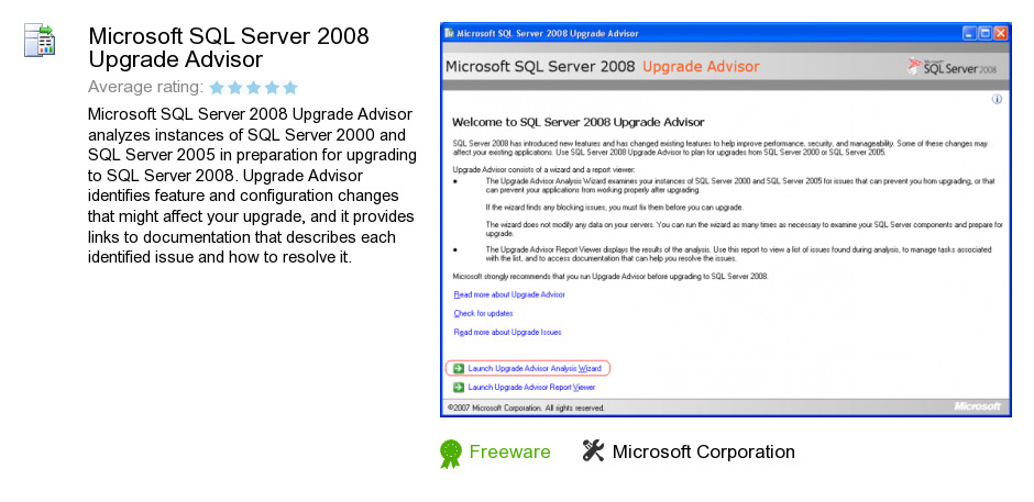 Microsoft SQL Server 2008 Upgrade Advisor
