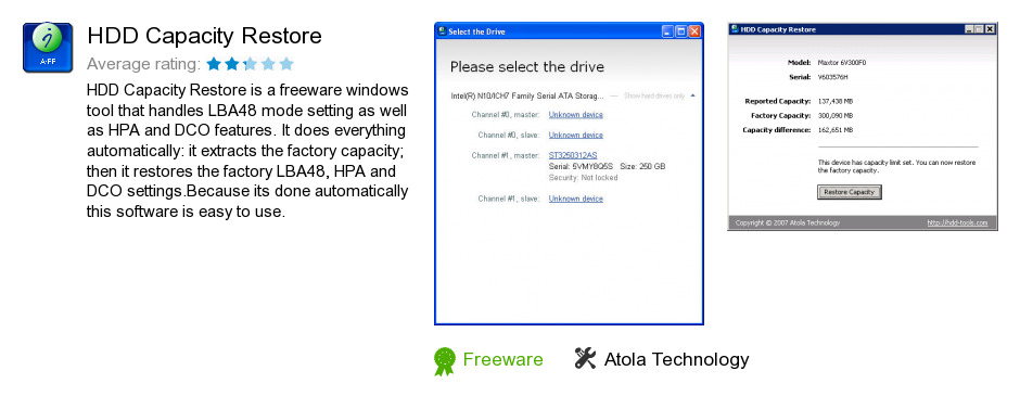 HDD Capacity Restore