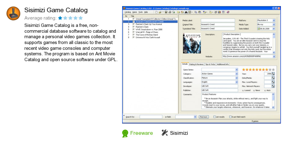 Sisimizi Game Catalog