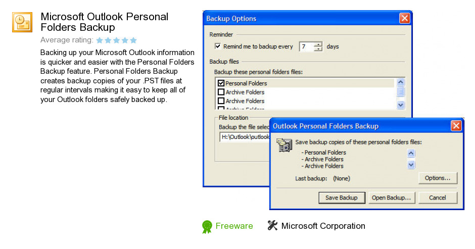 Microsoft Outlook Personal Folders Backup